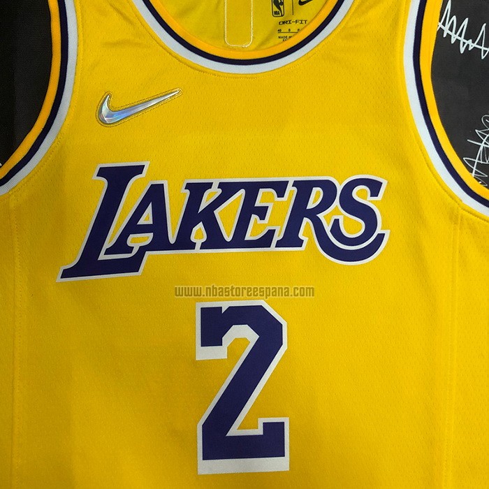 Camiseta Los Angeles Lakers Kyrie Irving NO 2 75th Anniversary 2021-22 Amarillo